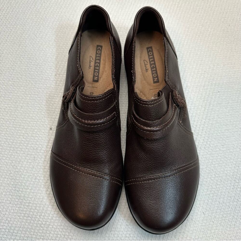Clarks Women's Cheyn Madi Dark Brown Leather Slip-On Loafers size 8 1/2 - Picture 2 of 5